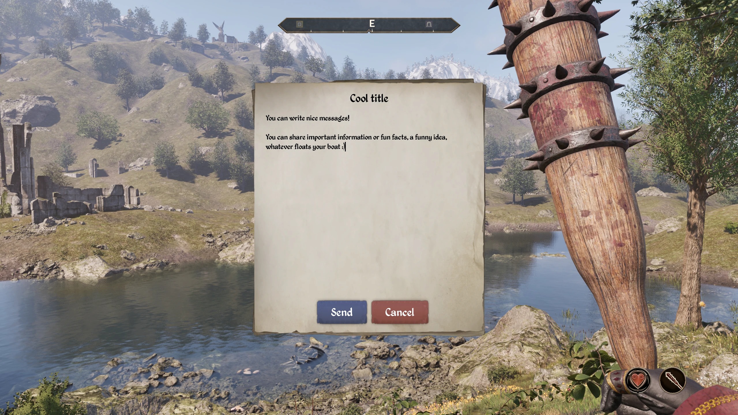 Inputting text into a Ghosts of Tamriel player message.